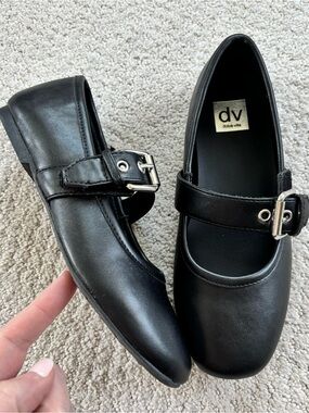 DV by Dolce Vita Black Buckle Mary Jane Flats